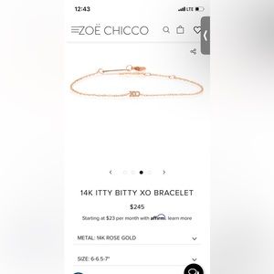 Zoe Chicco 14k rose gold XO bracelet